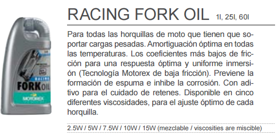 ACEITE MOTOREX RACING FORK OIL 5W 1L.